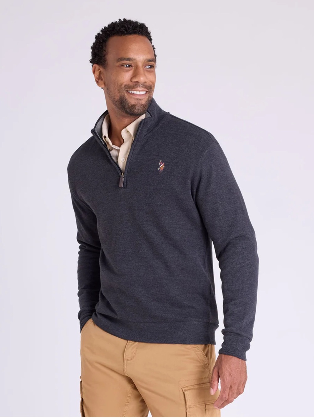 U.S. Polo Assn Quarter Zip Pullover Sweater Blue NWT Large